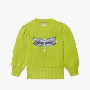 Lime Green Sweater with Dragonfly Design